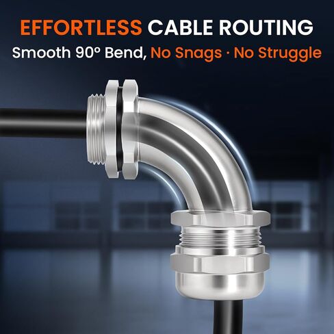 QILIPSU M25 304 Stainless Steel 90 Degree Cable Gland, IP68 Waterproof Right Angle Strain Relief for Electrical Enclosures, Outdoor Wiring and EV Charging in Kuwait