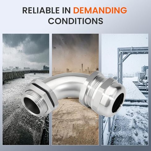 QILIPSU M25 304 Stainless Steel 90 Degree Cable Gland, IP68 Waterproof Right Angle Strain Relief for Electrical Enclosures, Outdoor Wiring and EV Charging in Kuwait