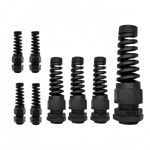 8Pcs Cable Strain Relief Cord Connector NPT 1/4"、NPT 1/2"、NPT 3/4" Cable Gland with Gaskets,Black Nylon Joint Locknut Flex Spiral Wire Adjustable Connector Gytovvvz in Kuwait