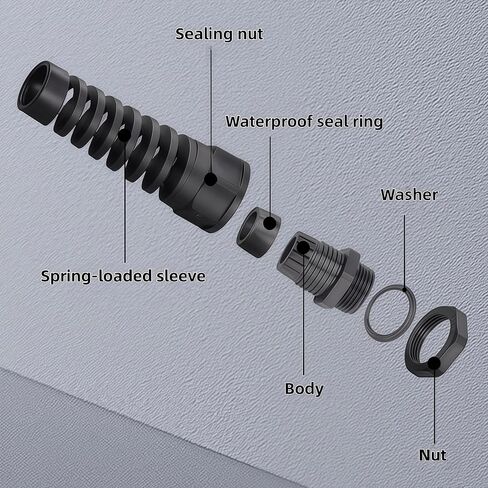 8Pcs Cable Strain Relief Cord Connector NPT 1/4"、NPT 1/2"、NPT 3/4" Cable Gland with Gaskets,Black Nylon Joint Locknut Flex Spiral Wire Adjustable Connector Gytovvvz in Kuwait