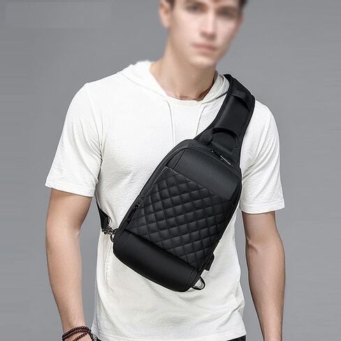 Messenger Bags Men's Shoulder for Men Postman Bag Black Cross Waterproof USB Charging Chest in Kuwait
