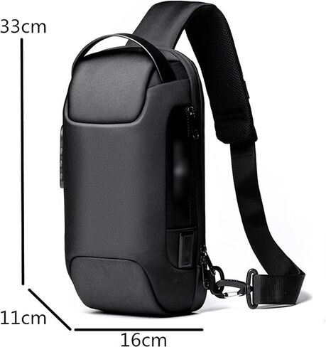 Messenger Bags Men's Waterproof USB Oxford Crossbody Bag Anti-Theft Shoulder Sling Multifunction Short Travel Chest Pack for Male(C) in Kuwait