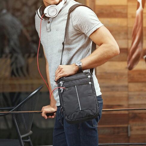 Messenger Bags Shoulder Bag Leisure Briefcase Small for 9.7" 11" Tablets and Documents Men's Black Handbag Crossbody in Kuwait
