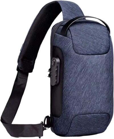 Messenger Bags Men's Waterproof USB Oxford Crossbody Bag Anti-Theft Shoulder Sling Multifunction Short Travel Chest Pack for Male(B) in Kuwait