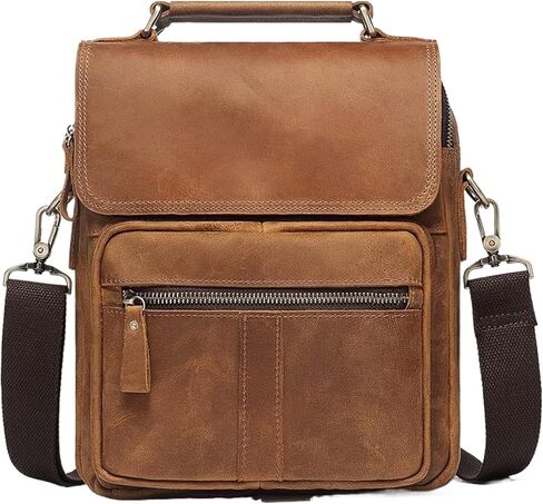 حقائب ماسنجر حقيبة يد رجالية عصرية حقيبة كتف ريترو تريند كريزي هورس جلد كاجوال للرجال in Kuwait