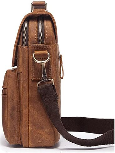 حقائب ماسنجر حقيبة يد رجالية عصرية حقيبة كتف ريترو تريند كريزي هورس جلد كاجوال للرجال in Kuwait