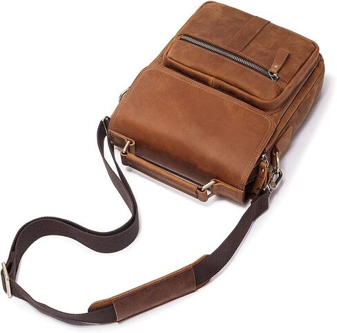 حقائب ماسنجر حقيبة يد رجالية عصرية حقيبة كتف ريترو تريند كريزي هورس جلد كاجوال للرجال in Kuwait