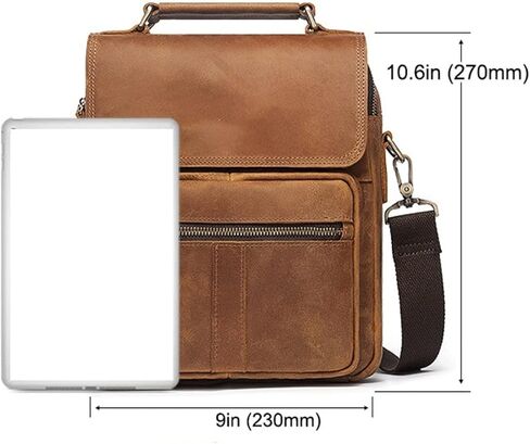 حقائب ماسنجر حقيبة يد رجالية عصرية حقيبة كتف ريترو تريند كريزي هورس جلد كاجوال للرجال in Kuwait