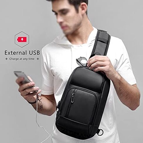 Messenger Bags Chest Packs Men USB Charging Casual Shoulder Crossbody Water Repellent Travel Bag in Kuwait