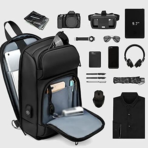 Messenger Bags Chest Packs Men USB Charging Casual Shoulder Crossbody Water Repellent Travel Bag in Kuwait