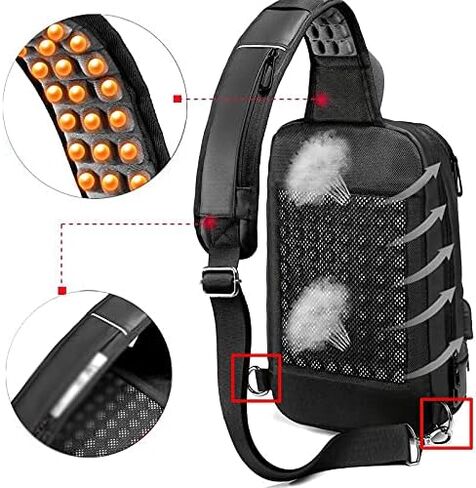 Messenger Bags Chest Packs Men USB Charging Casual Shoulder Crossbody Water Repellent Travel Bag in Kuwait