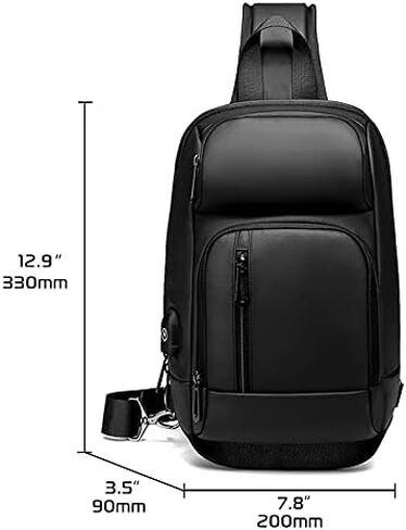 Messenger Bags Chest Packs Men USB Charging Casual Shoulder Crossbody Water Repellent Travel Bag in Kuwait