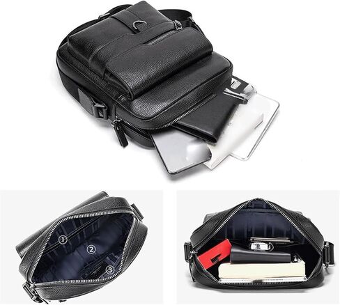 Messenger Bags Genuine Leather Men's Shoulder Bag Fashion Large Capacity in Kuwait