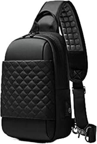 Messenger Bags Bag for Men Black Crossbody for Waterproof Shoulder USB Charging Chest Pack in Kuwait