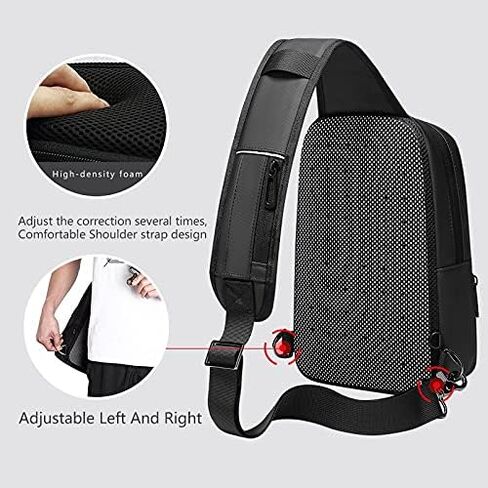 Messenger Bags Bag for Men Black Crossbody for Waterproof Shoulder USB Charging Chest Pack in Kuwait