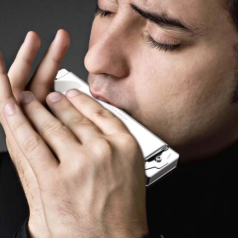 Professional Harmonica Set 4 Pack, 10 Hole 20 Tone Blues Harp in Keys C G D A, Silver Diatonic Mouth Organ Bundle with Stainless Steel Cover for Practice, Studio, Band Jam & Stage Performance in Kuwait