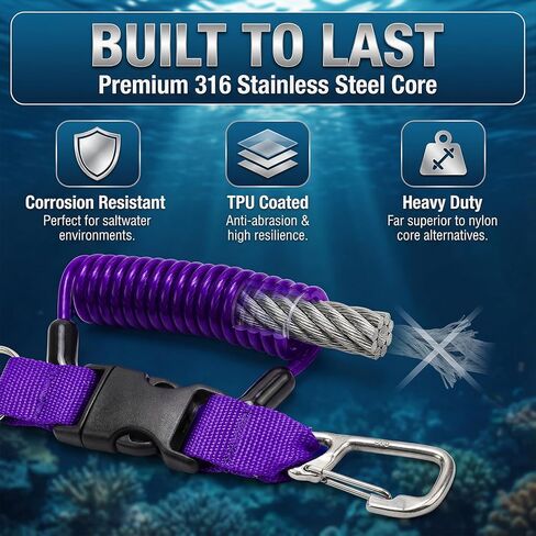 Scuba Diving Lanyard - Underwater Camera Lanyard, Anti-Loss Retractable Gear Tether with Quick-Release Buckle Clip in Saudi Arabia