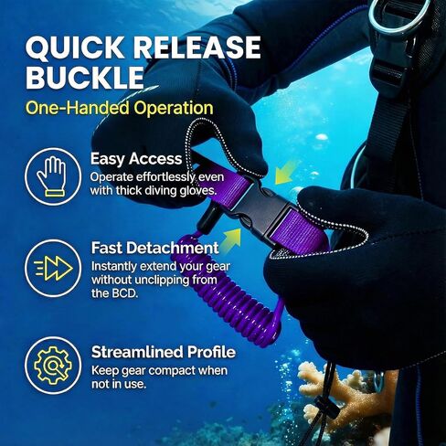 Scuba Diving Lanyard - Underwater Camera Lanyard, Anti-Loss Retractable Gear Tether with Quick-Release Buckle Clip in Saudi Arabia