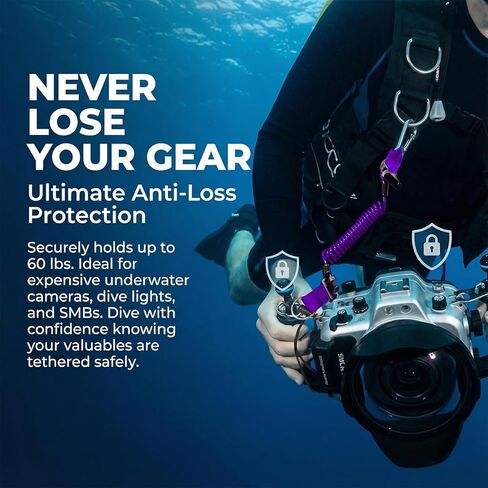 Scuba Diving Lanyard - Underwater Camera Lanyard, Anti-Loss Retractable Gear Tether with Quick-Release Buckle Clip in Saudi Arabia