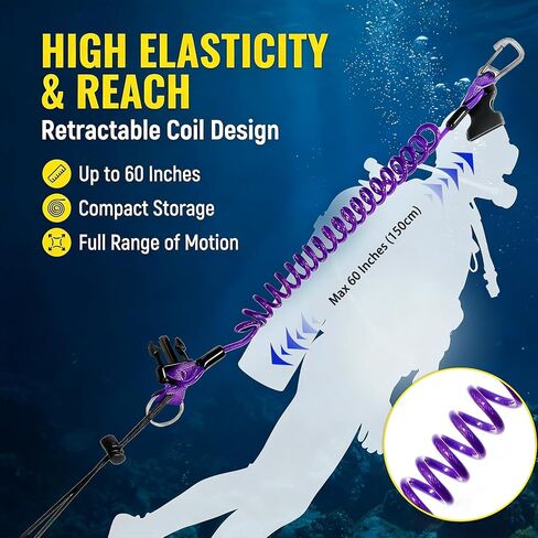 Scuba Diving Lanyard - Underwater Camera Lanyard, Anti-Loss Retractable Gear Tether with Quick-Release Buckle Clip in Saudi Arabia