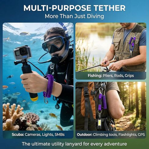 Scuba Diving Lanyard - Underwater Camera Lanyard, Anti-Loss Retractable Gear Tether with Quick-Release Buckle Clip in Saudi Arabia