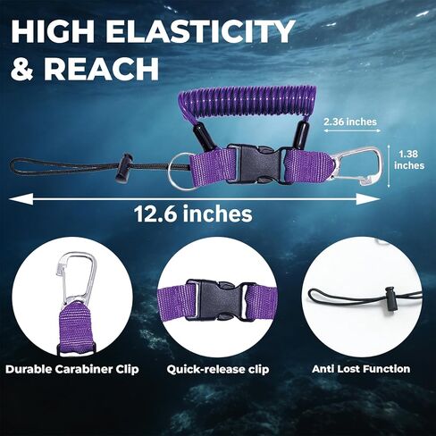 Scuba Diving Lanyard - Underwater Camera Lanyard, Anti-Loss Retractable Gear Tether with Quick-Release Buckle Clip in Saudi Arabia