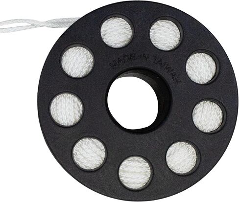 Scuba Choice Finger Spool Reel with Foldable Plastic Handle – 150ft White Line, 4" Brass Double-Ended Clip – Compact Dive Reels for Wreck, Cave & Safety Dives in Saudi Arabia