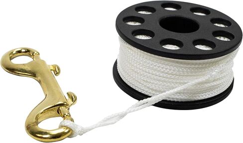 Scuba Choice Finger Spool Reel with Foldable Plastic Handle – 150ft White Line, 4" Brass Double-Ended Clip – Compact Dive Reels for Wreck, Cave & Safety Dives in Saudi Arabia