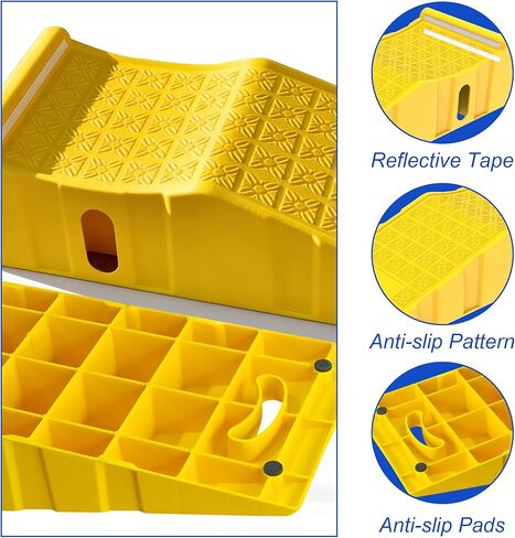 سلالم سيارة OrangeStar لتغيير الزيت والصيانة، 2-حزمة محمولة منخفضة الارتفاع 6 بوصة منحدرات خدمة السيارة للمرآب، منحدرات الإطارات البلاستيكية شديدة التحمل (L35in x W13in x H8in) in Kuwait