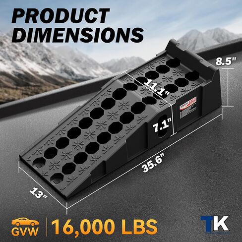 Car Ramps for Oil Changes and Vehicle Lift, 7.1 Inch Lift, 11.1 Inch Wide Tire Heavy Duty Ramps for SUV & Truck, 16,000 lbs Capacity, 2pcs in Kuwait