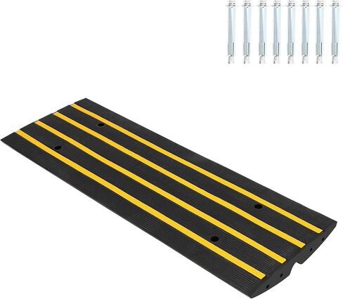 48" Driveway Ramp, 2 Pack Heavy Duty Rubber Curb Ramps for Cars, SUVs, Trucks | Low Profile Design with Water Drainage Channel | Garage & Sidewalk Transition Solution in Saudi Arabia