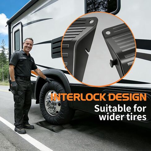 Tire Cradles Set of 4Pack Anti-Slip Pads Tire Saver Ramps with Interlock Design Plastic Car Ramps for RV,Trailer,Truck Up to 40000 LBS in Kuwait