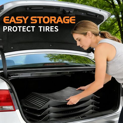 Tire Cradles Set of 4Pack Anti-Slip Pads Tire Saver Ramps with Interlock Design Plastic Car Ramps for RV,Trailer,Truck Up to 40000 LBS in Kuwait