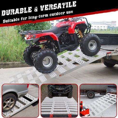 Aluminum Ramps for Pickup Trucks 1500Lbs Tri-Fold Ramp with Treads, Folding Ramp with Load Straps for Motorcycles,Truck Bed, ATV/UTV, Trailer, Tractor,Lawnmowers, Snow Blowers,Powersports in Saudi Arabia