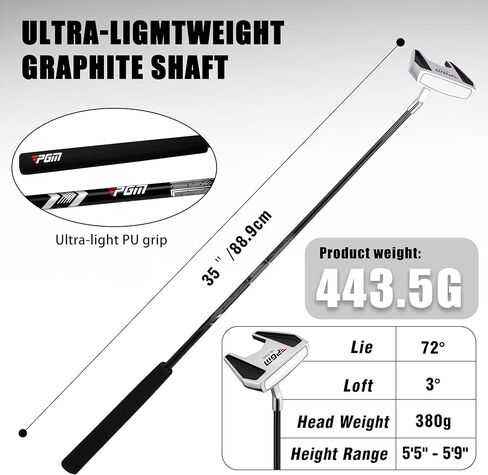 PGM Golf Putter for Men and Women - High MOI Mallet with Easy Alignment - Lightweight Graphite Shaft - Low Center of Gravity for Straighter Putts in Saudi Arabia