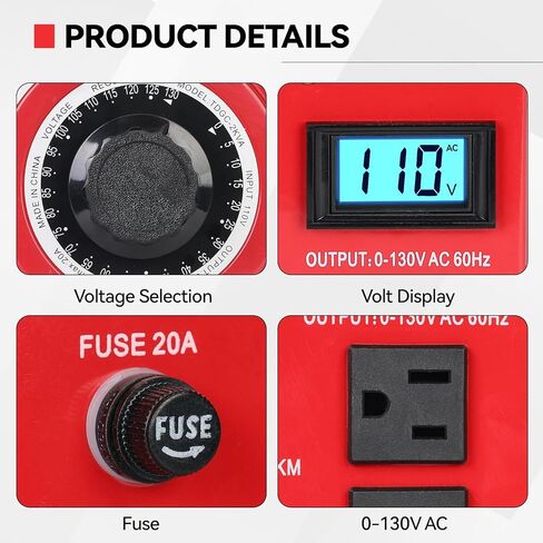 2000VA متغير التيار المتردد محول الجهد الكهربي منظم الجهد محول محول تلقائي متغير مع شاشة LCD مدخل 110 فولت 0-130 فولت مخرج تيار متردد مثبت الجهد in Kuwait
