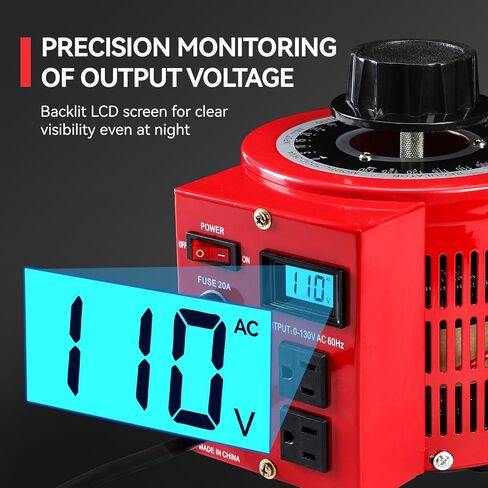 2000VA متغير التيار المتردد محول الجهد الكهربي منظم الجهد محول محول تلقائي متغير مع شاشة LCD مدخل 110 فولت 0-130 فولت مخرج تيار متردد مثبت الجهد in Kuwait