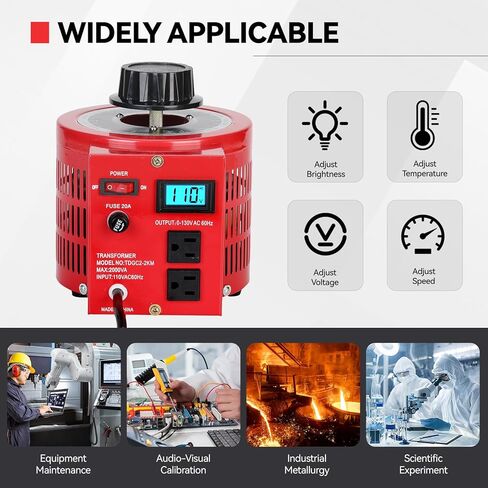 2000VA متغير التيار المتردد محول الجهد الكهربي منظم الجهد محول محول تلقائي متغير مع شاشة LCD مدخل 110 فولت 0-130 فولت مخرج تيار متردد مثبت الجهد in Kuwait