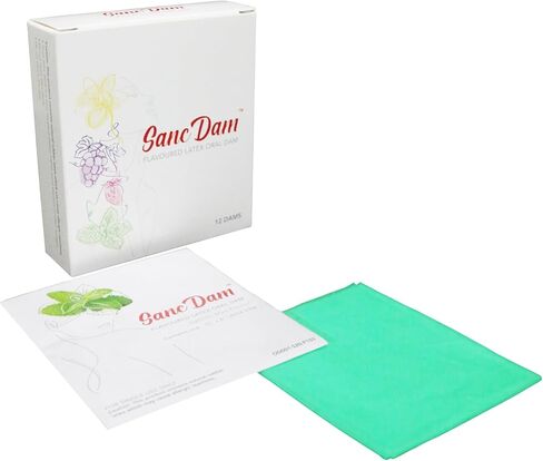 Mint 12 Count SancDam Ultra-Thin 0.07mm Oral Sex Dams Membrane, Men and Women Giving Each Other Oral Sex, Cunnilingus Prop SM Fellatio, Oral Dams Covering for Lesbian Or Couples Sex (Dental Dams) in Kuwait