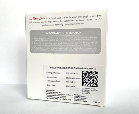 Mint 12 Count SancDam Ultra-Thin 0.07mm Oral Sex Dams Membrane, Men and Women Giving Each Other Oral Sex, Cunnilingus Prop SM Fellatio, Oral Dams Covering for Lesbian Or Couples Sex (Dental Dams) in Kuwait