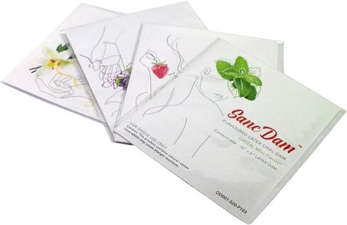 Mint 12 Count SancDam Ultra-Thin 0.07mm Oral Sex Dams Membrane, Men and Women Giving Each Other Oral Sex, Cunnilingus Prop SM Fellatio, Oral Dams Covering for Lesbian Or Couples Sex (Dental Dams) in Kuwait