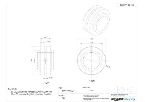 SKF GEG 20 ES Spherical Plain Bearing, Unsealed, 20mm Bore, 35mm OD, 16mm Inner Ring Width, 12mm Outer Ring Width in Saudi Arabia