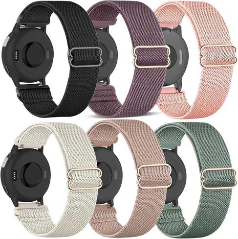 6 Pack Stretchy Nylon Watch Bands Compatible with Garmin Vivoactive 6/ Vivoactive 5, 20mm Soft Loop Elastic Sport Replacement Straps for Garmin Vivoactive 3 / 3Music Women Men in Kuwait