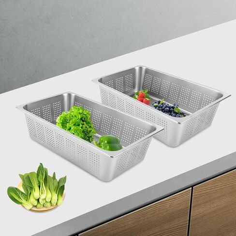 Anti-Jam Perforated Stainless Steel Steam Table/Hotel Pan, Pack of 2 in Saudi Arabia