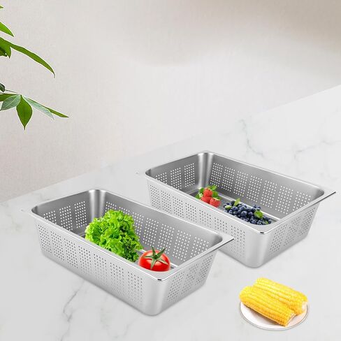 Anti-Jam Perforated Stainless Steel Steam Table/Hotel Pan, Pack of 2 in Saudi Arabia