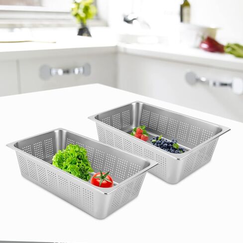 Anti-Jam Perforated Stainless Steel Steam Table/Hotel Pan, Pack of 2 in Saudi Arabia