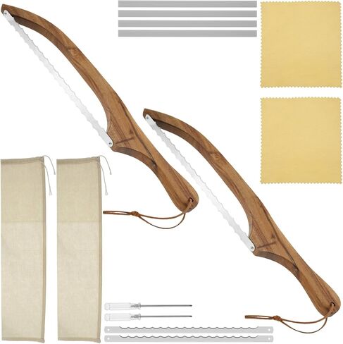 Bread Bow Cutter Stainless Steel Sourdough Bread Slicer with Wood Handle Serrated Bagel Cutter for Home Baking in Kuwait