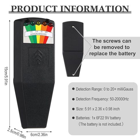 Sabary 2 Pack EMF Meter Detector for Ghost Hunting Equipment Tester, 5 LED Magnetic Field Detector for Home, Office & Outdoor Inspections, 9V Batteries Required (Not Included) in Saudi Arabia