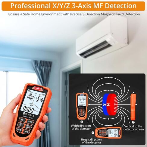 Neoteck 3 in 1 EMF Detector for EF MF RF 3 Axes Electromagnetic Field Radiation Detector to Identify MF Direction with 3-Color LED & Audio Alarm Rechargeable WiFi Signal Detector for Home Office in Kuwait