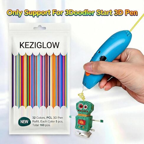 32 Colors PCL 3D Pen Filament Refills, 2.5mm for 3Doodler Start/Start+, 5pcs/Color 160 Total Strands, Kid-Safe Low-Temp Non-Toxic in Saudi Arabia